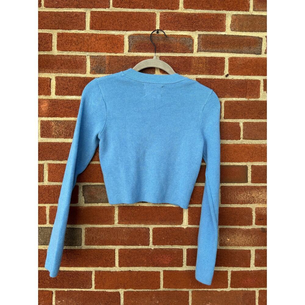 Zara Girls Blue Knit Crop Sweater Size 11-12 152 Long Sleeve Pullover Top - Picture 7 of 8